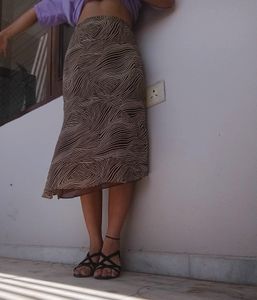 Brown Below Knee Length Skirt