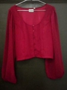 🎀Raakhi Sale🎀Burgundy Puff Sleeve Cardigan (New