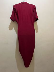Burgundy Drape Dhoti Style Dress