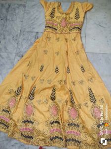 Embroidered Yellow Anarkali Dress