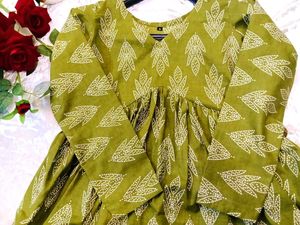 Leaf Print Olive Dress
