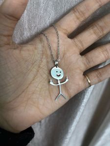 Funny Stick Figure Flipping Off Necklace