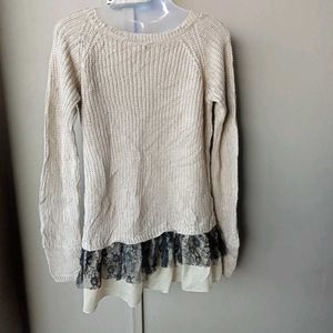 Lace Trim Knit Sweater Top