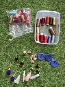 Beautiful Silk Thread Combo With Latkans Buttons