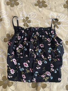 Black floral bustier Top