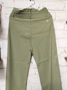 Olive Green Belted Wide Leg Pants