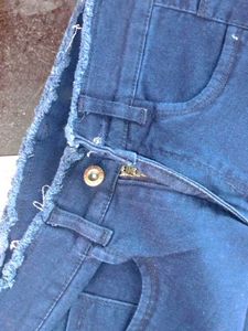 Dark Blue Flared Jeans with cute fimbrie this.