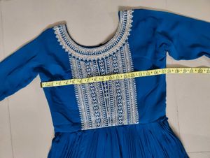 Elegant Blue Ethnic Anarkali Gown with dupatta