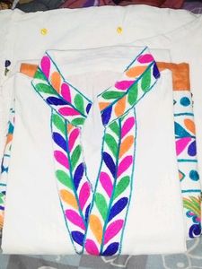 Embroidered White Kurta