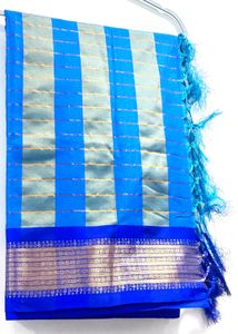 Blue Mangalagiri Pattu Zari Saree