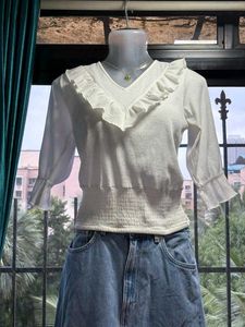 White Ruffle Top