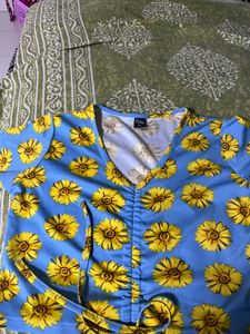 Sunflower Print Tie-Front Top