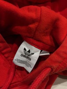 Adidas Red Trefoil Hoodie Pullover Sweatshirt