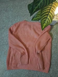 Peach Knit Pullover Sweater