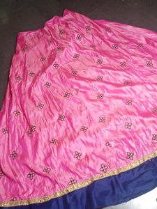 Pink & Navy Embroidered Lehenga Skirt