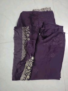 Purple saree with emrodary work