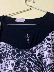 Black Top With White Embroidery And Mixed