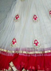 Red &amp; White Embroidered Dress