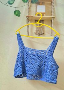 Blue Crochet Crop Top