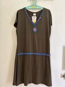Olive Green Embellished Dress