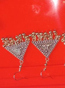 Triangle Silver Boho Earrings