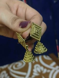 Golden Jhumka Earrings