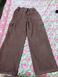 Brown Wide Leg Cargo Pants