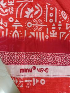 Minu Cotton Printed Saree With Maroon Border
