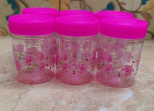 Pink Floral Jars (Set of 6)