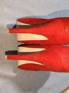 Red Platform Ankle Boots