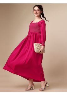 Magenta Smocked Maxi Dress