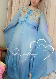 Elegant Light Blue butterfly dress .