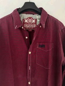 Superdry Button-Down Shirt - Burgundy Checkered