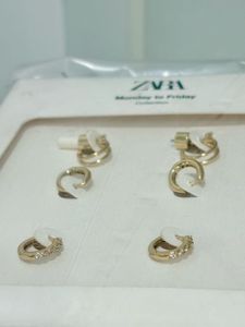 Pack Of 3 Zara Gold Earrings