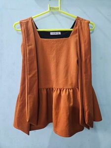 Tobia Orange Peplum Top