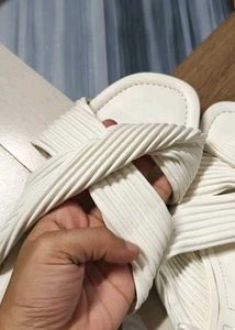Zara Pleated Sandals White