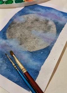 Dreamy Moon Watercolor Painting * 100 Rs For A5 Size *
