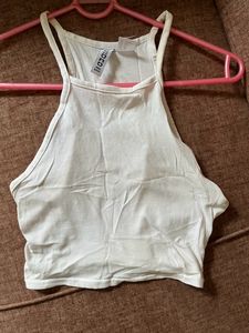 White Solid Crop Top