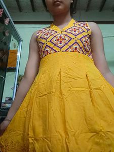 Yellow Embroidery Short Maxi Dress