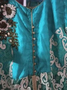 Sea Green Ethnic Gown In Good Condition