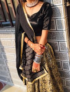 Elegant Black & Gold Lehenga Set