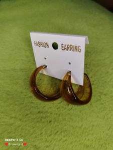 Brown Acrylic Hoop Earrings