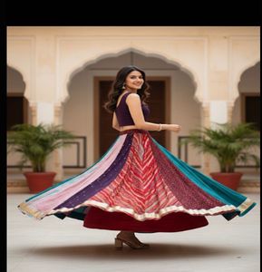 Colorful Patchwork Lehenga + White Choli Combo