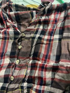 Plaid Button-Down Blouse