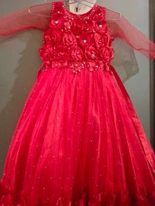 Red Floral Girls Dress