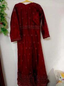 Maroon Bridal Gown (semi stitched)