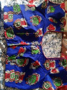 Red Color Cotton Saree With Blue Blouse
