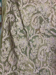 Price Drop Elegant Green Lucknowi Kurta chikankari