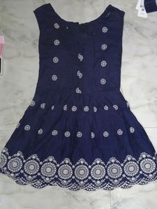 Floral Embroidery Navy Vintage Dress