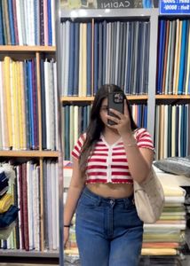Chic Red & White Striped Crop Top